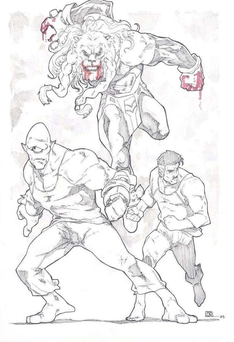 Omni-Man, Battle Beast & Allen - Illustration by Osvaldo Ruiz